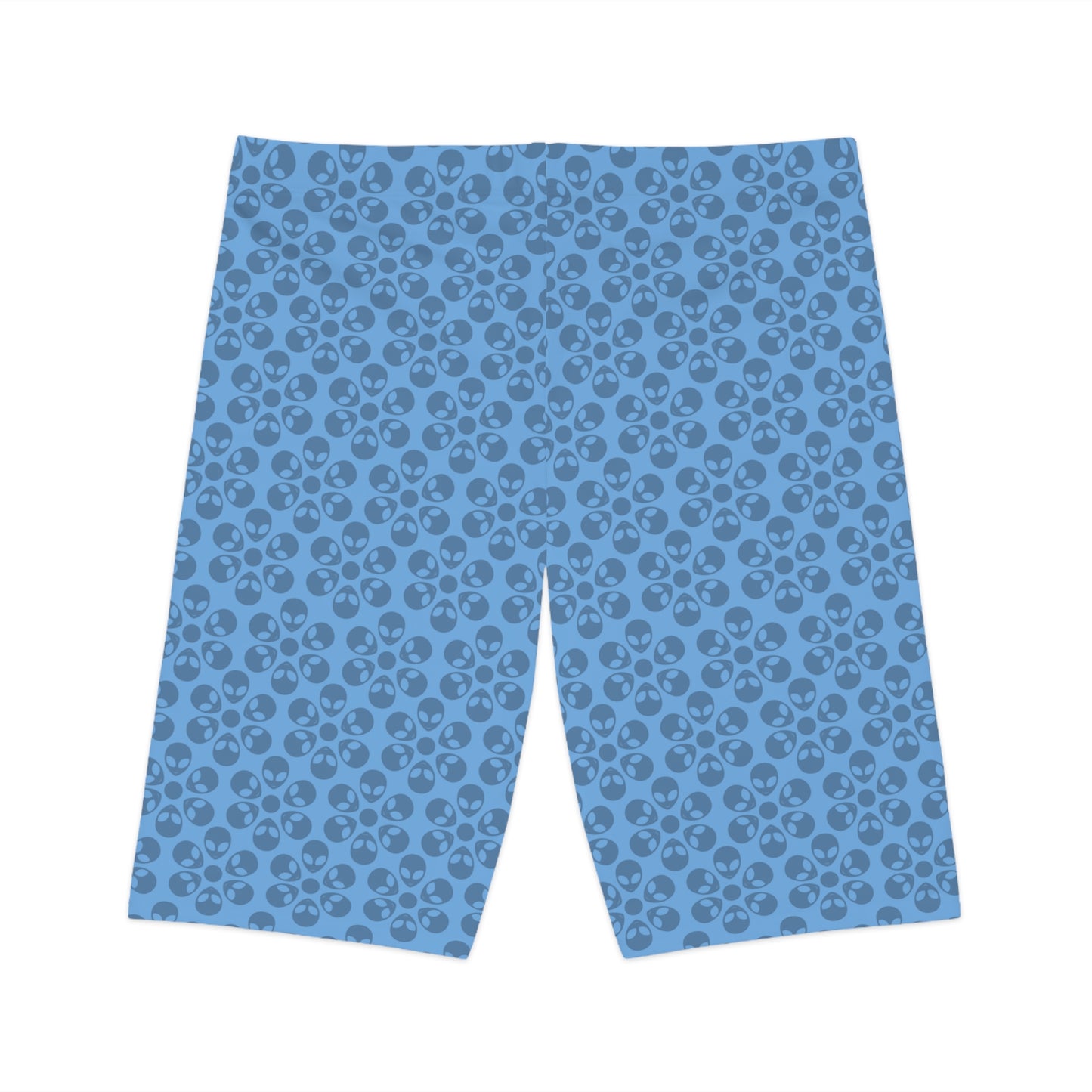 Womens Bike Shorts Alien Flowers Light Blue