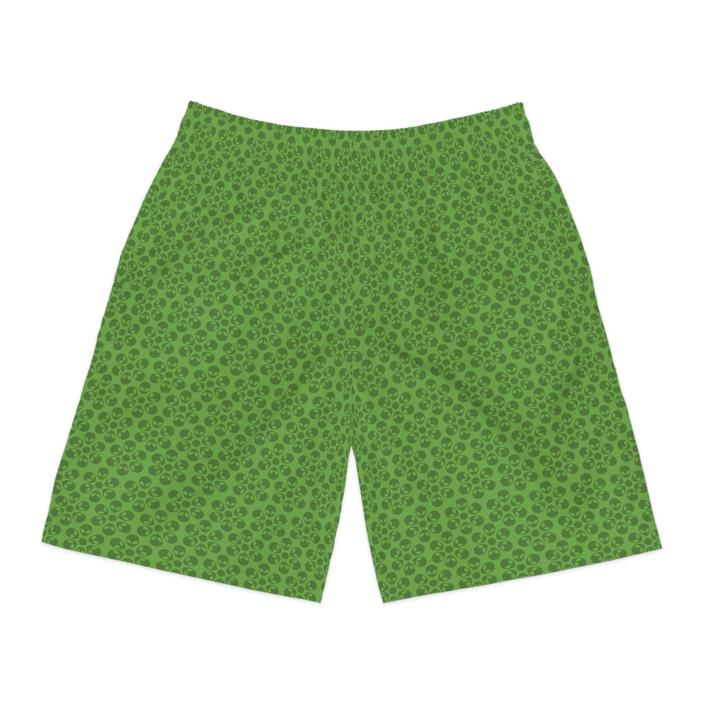 Mens Jogger Shorts  Alien Flowers Green