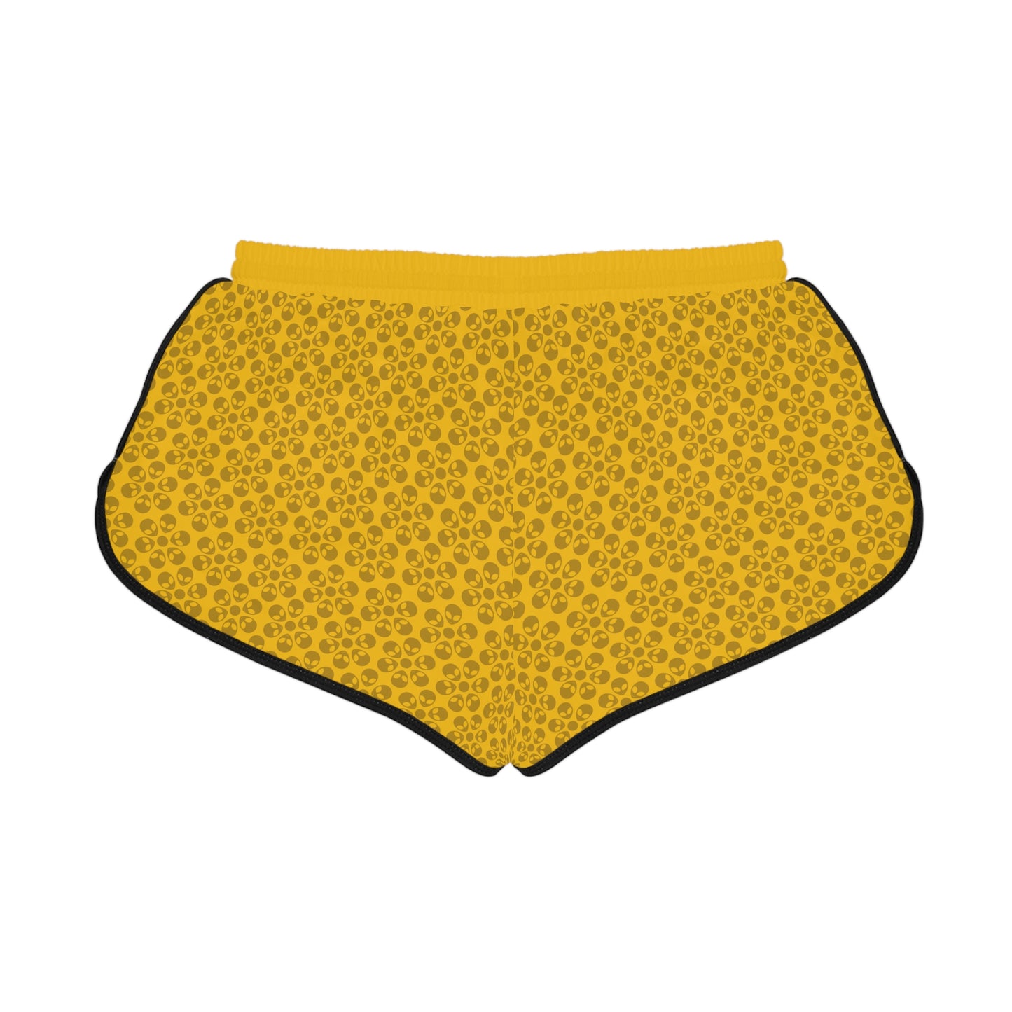 Womens Relaxed Shorts  Alien Flowers Yellow