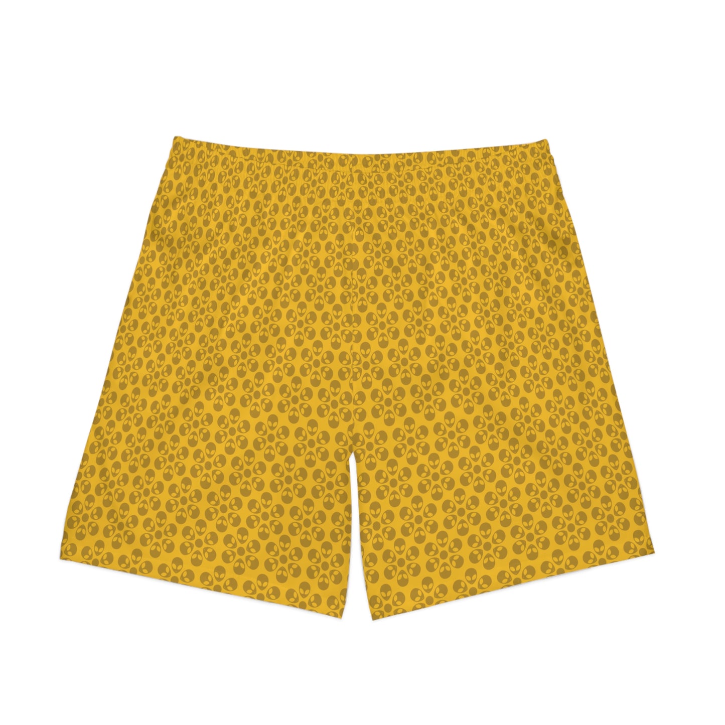 Mens Elastic Beach Shorts  Alien Flowers Yellow