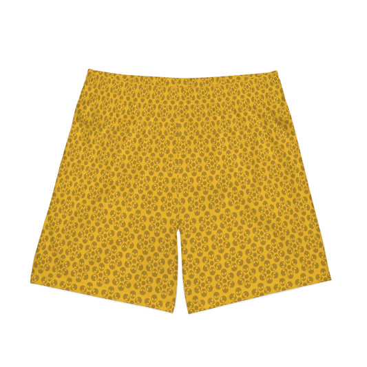 Mens Elastic Beach Shorts  Alien Flowers Yellow