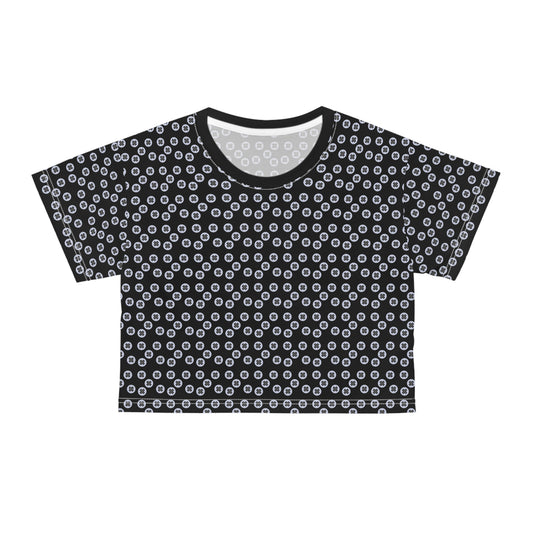Trendy Floral Crop Tee, Casual Summer Shirt, Boho Style Top, Gift for Her, Festive Occasion Wear - Black