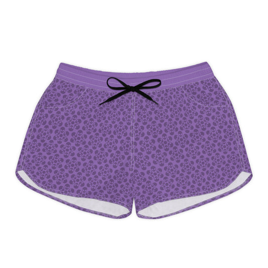 Casual Alien Print Shorts for Women Fashionable Summer Loungewear Perfect for Lounging Yoga Beach Summer Vacations Gifts Alien Flowers Light Purple