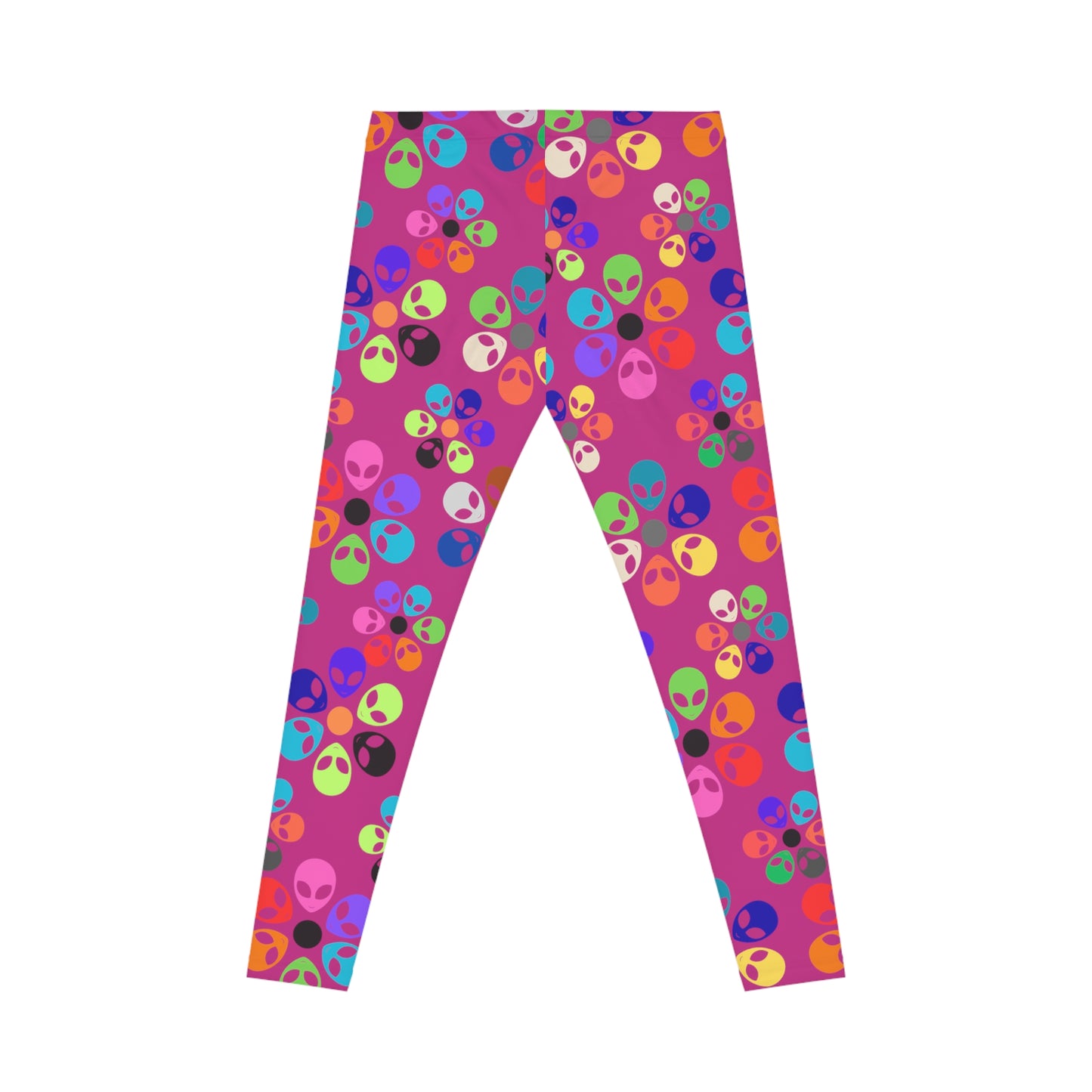 Fun Alien Print Womens Leggings Funky Workout Leggings Colorful Casual Pants Cute Yoga Bottoms Gift for Her Alien Rainbow Flowers Pink