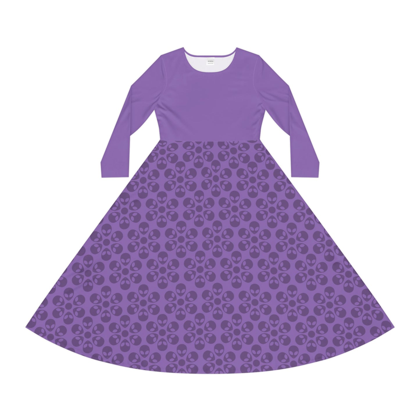 Womens Long Sleeve Dance Dress Alien Flowers Light Purple