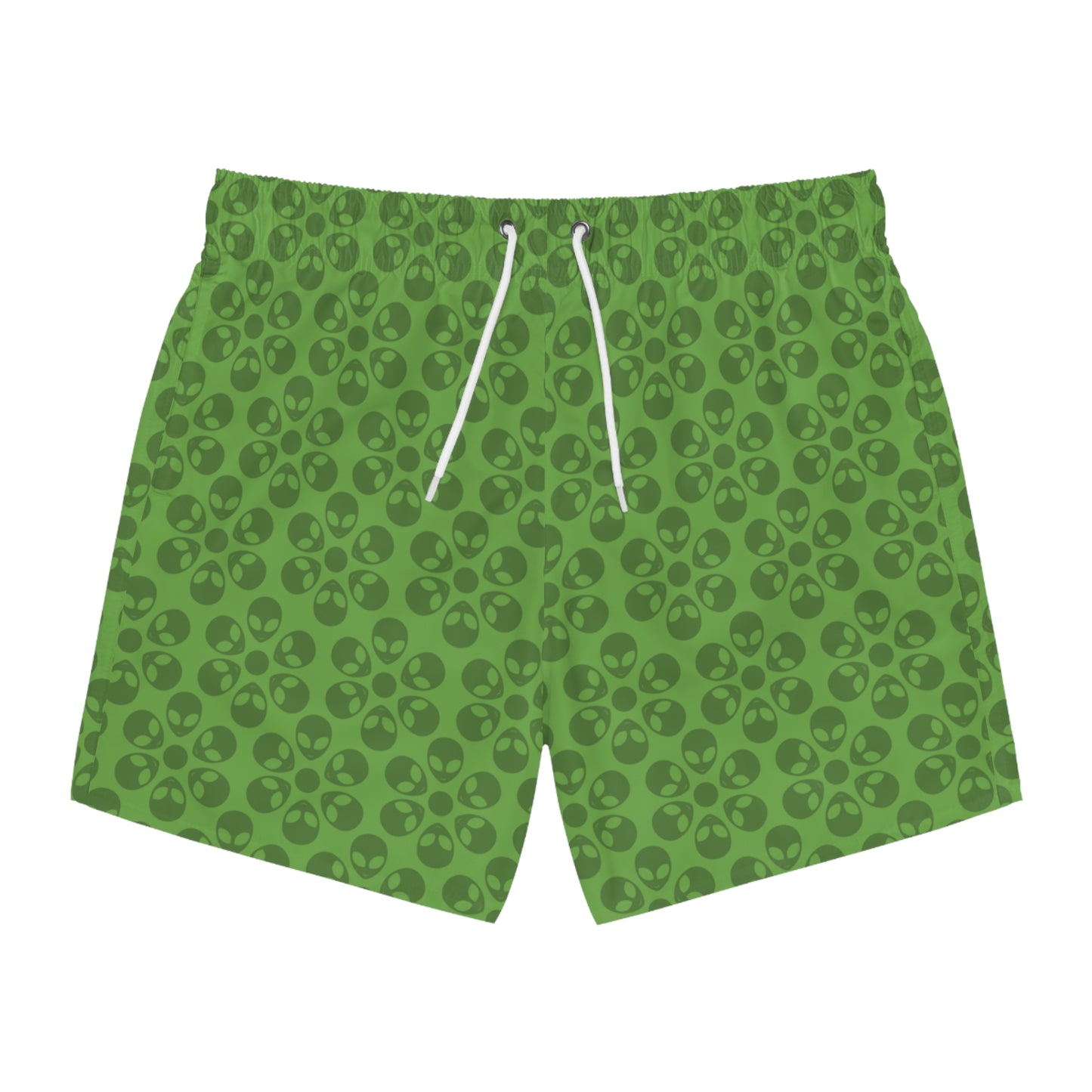 Stylish AOP Swim Trunks for Beach Days Summer Fun Pool Parties Vacation Wear Gift for Him Alien Flowers Green