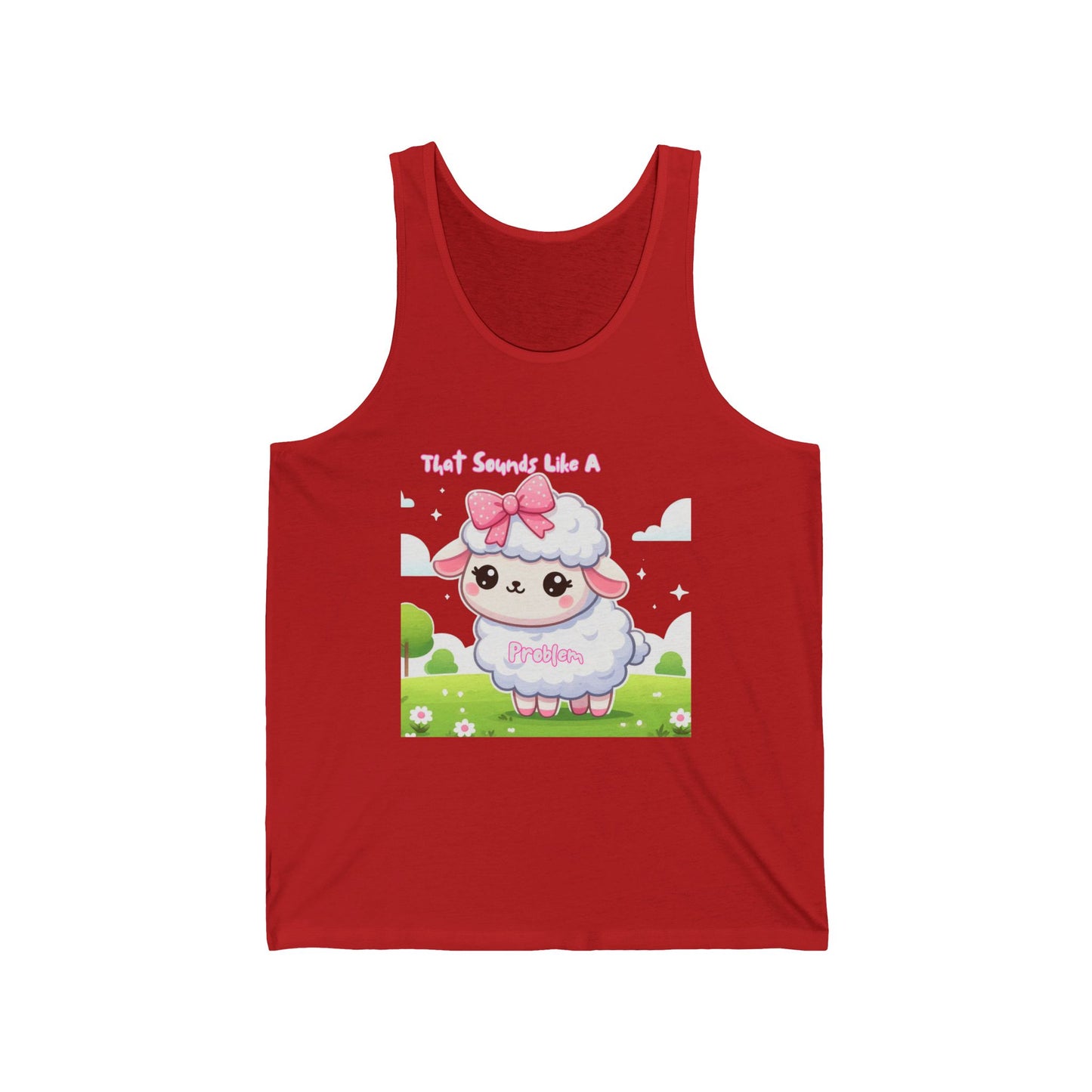 Cute Kawaii Sheep Unisex Jersey Tank Top - Perfect for Summer Fun!