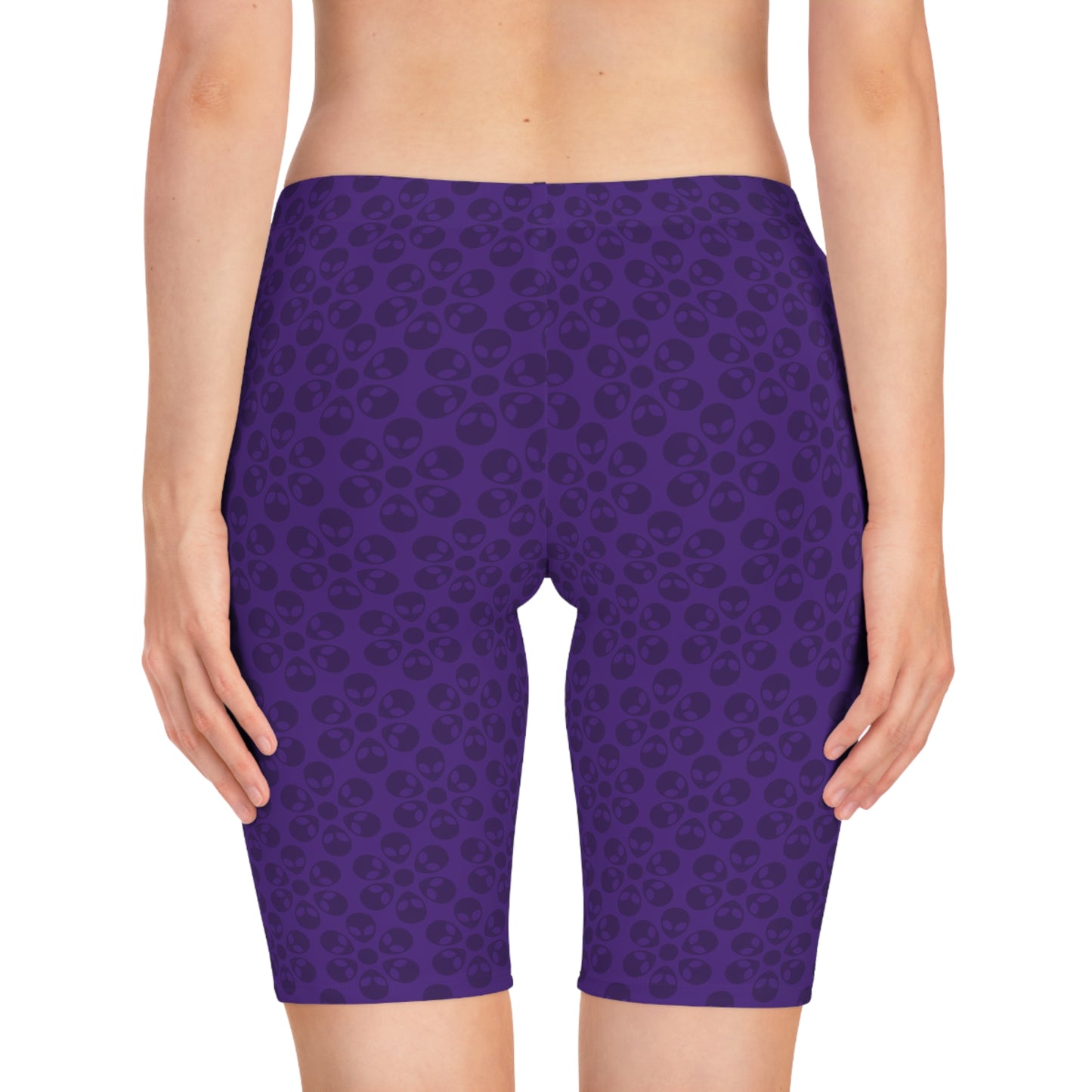Womens Bike Shorts Alien Flowers Purple