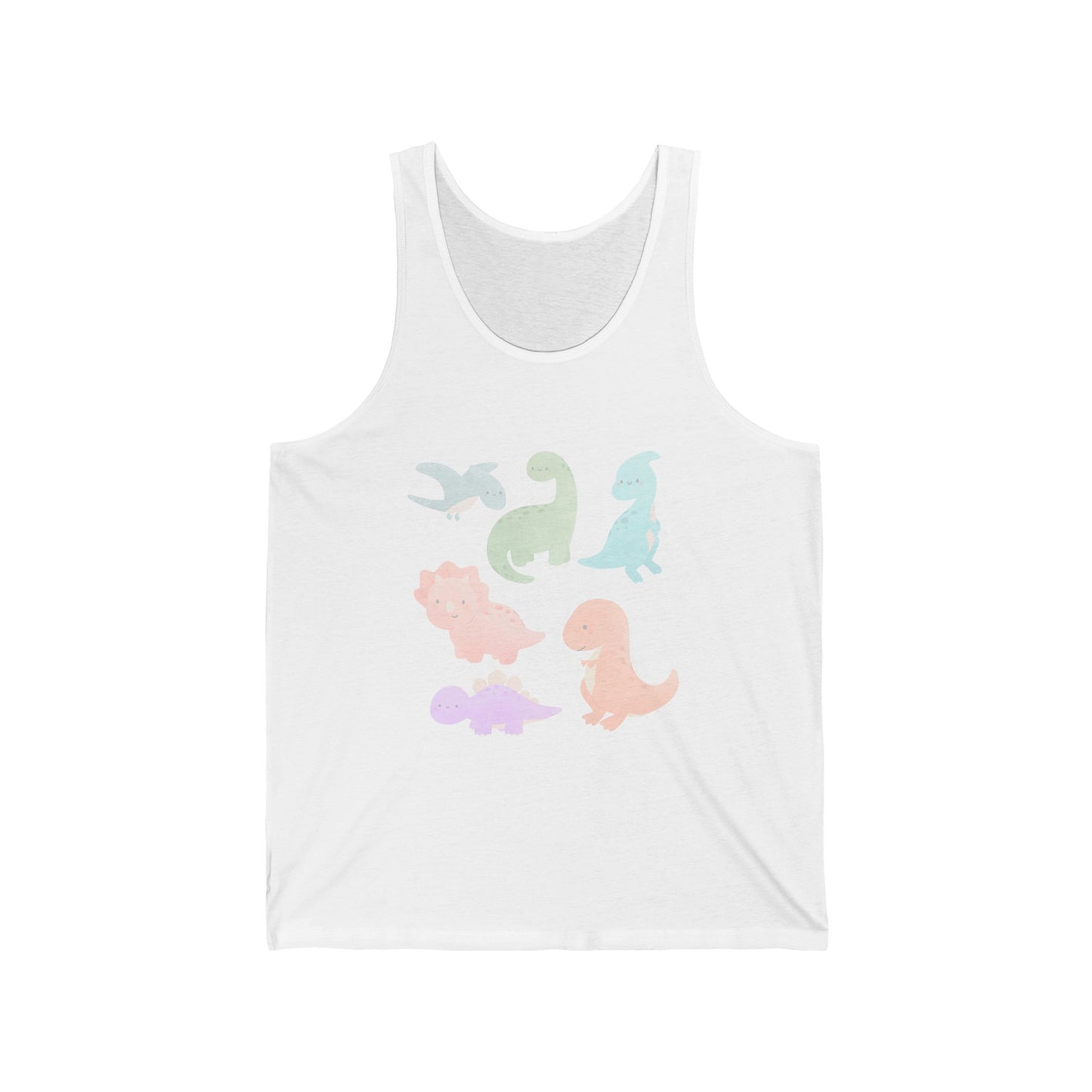 Dinosaur Graphic Unisex Jersey Tank | Fun Summer Top, Cute Gift for Kids and Adults, Dinosaur Lovers, Birthday Party, Casual Wear