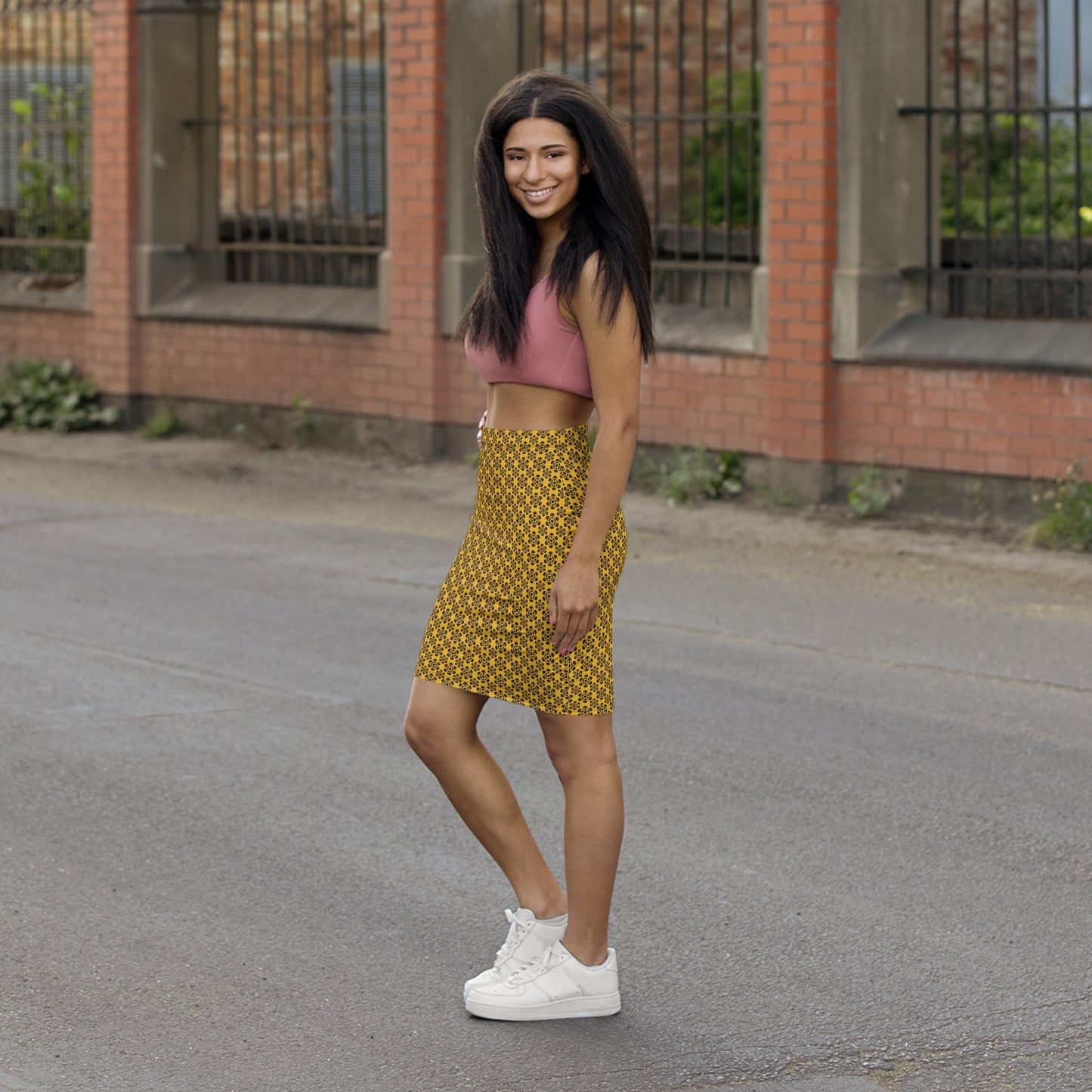 Alien Pencil Skirt - Yellow