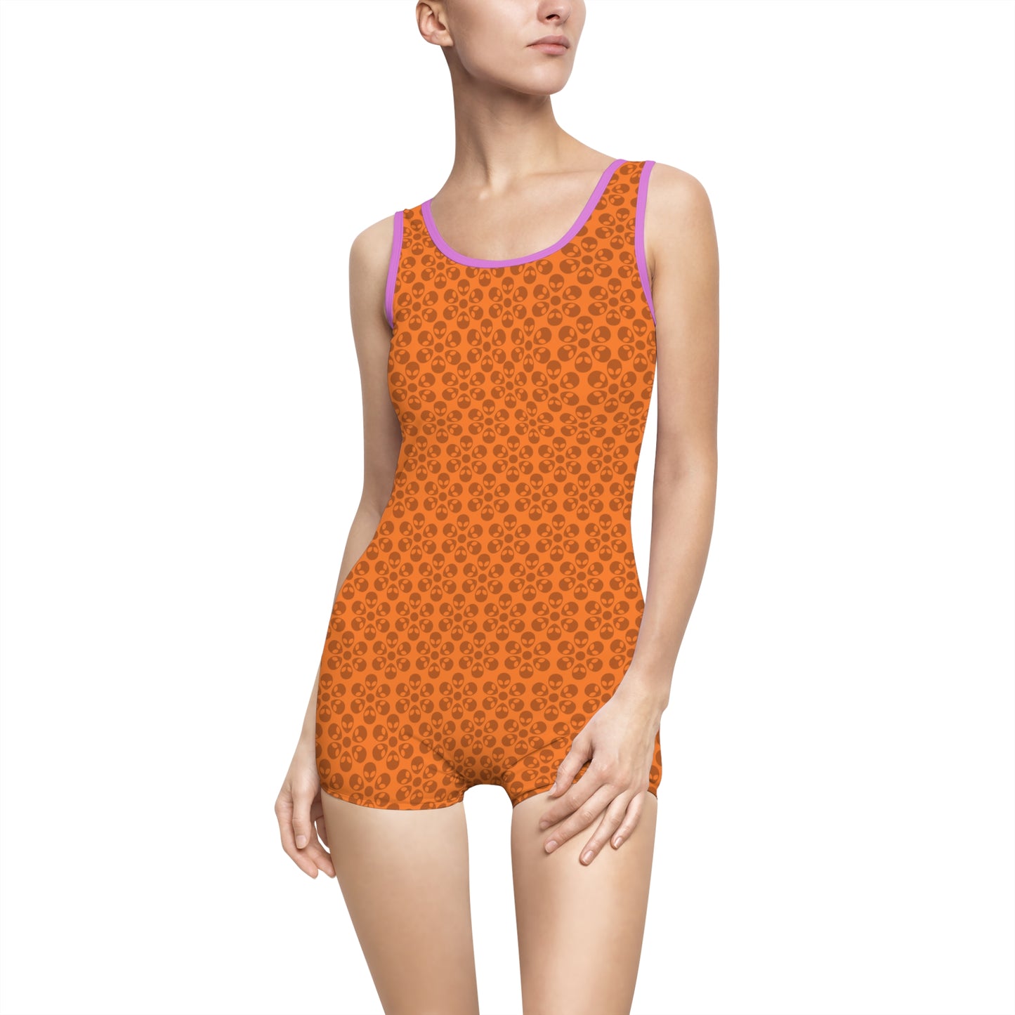 Womens Vintage Swimsuit  Alien Flowers Crusta