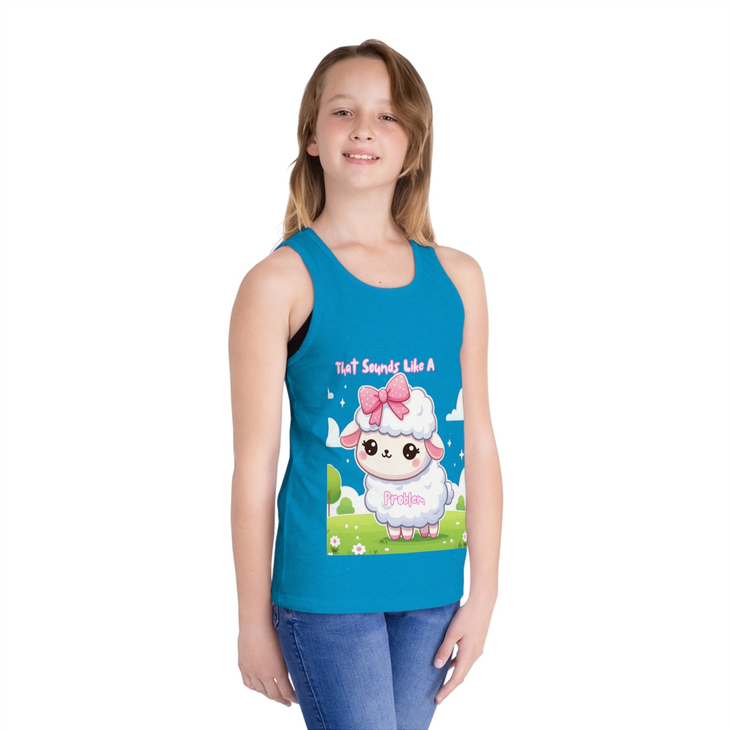 Cute Kid's Jersey Tank Top - Graphic Sheep Design for Playtime