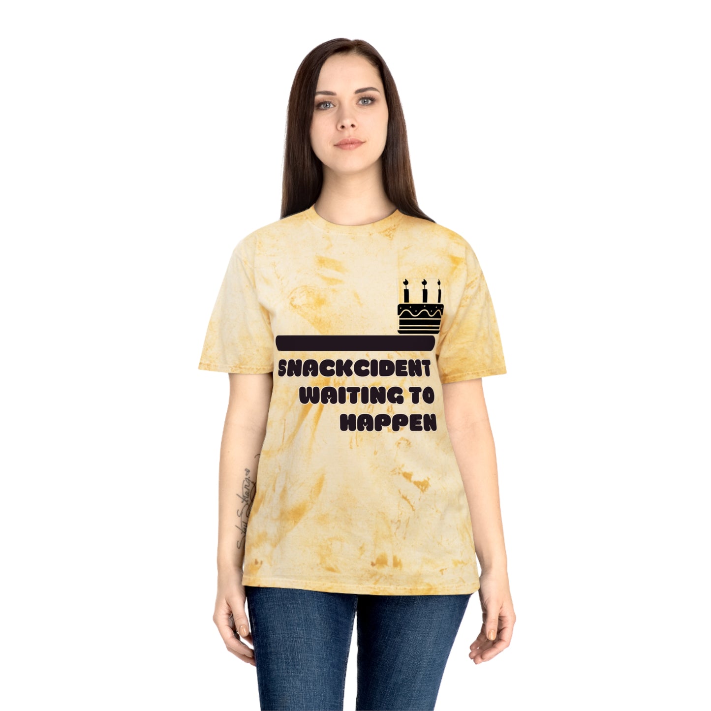 Colorful Humor T-Shirt, Funny Snackcident Shirt, Birthday Gift, Casual Wear, Quirky Apparel, Unisex Fashion