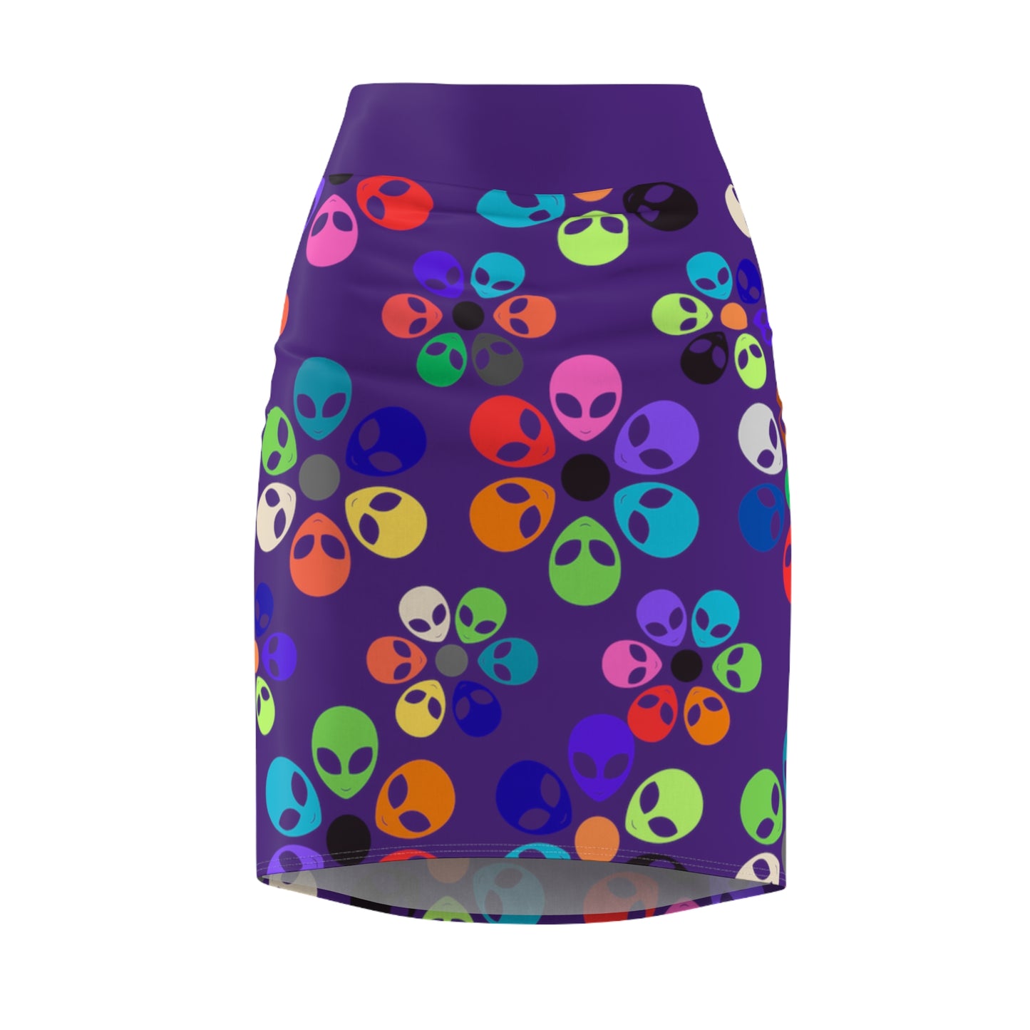 Colorful Alien Floral Womens Pencil Skirt Trendy Skirt for Spring Fashion Party Wear Festival Outfit Gift for Her Alien Rainbow Flowers Purple