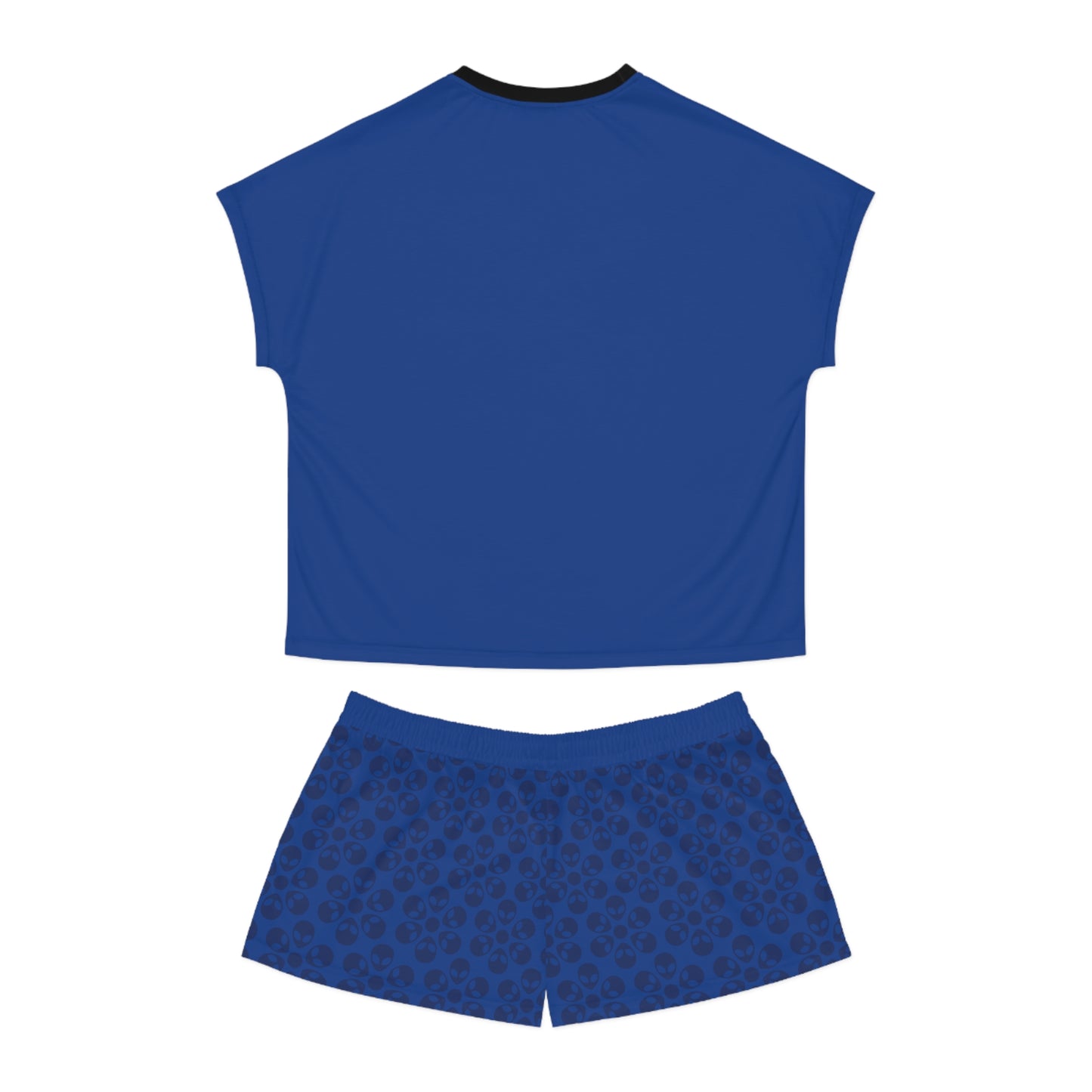 Stylish Womens Pajama Set Cozy Sleepwear AOP Floral Print Perfect for Lounging Gift for Her Summer Nights Relaxation Alien Flowers Dark Blue