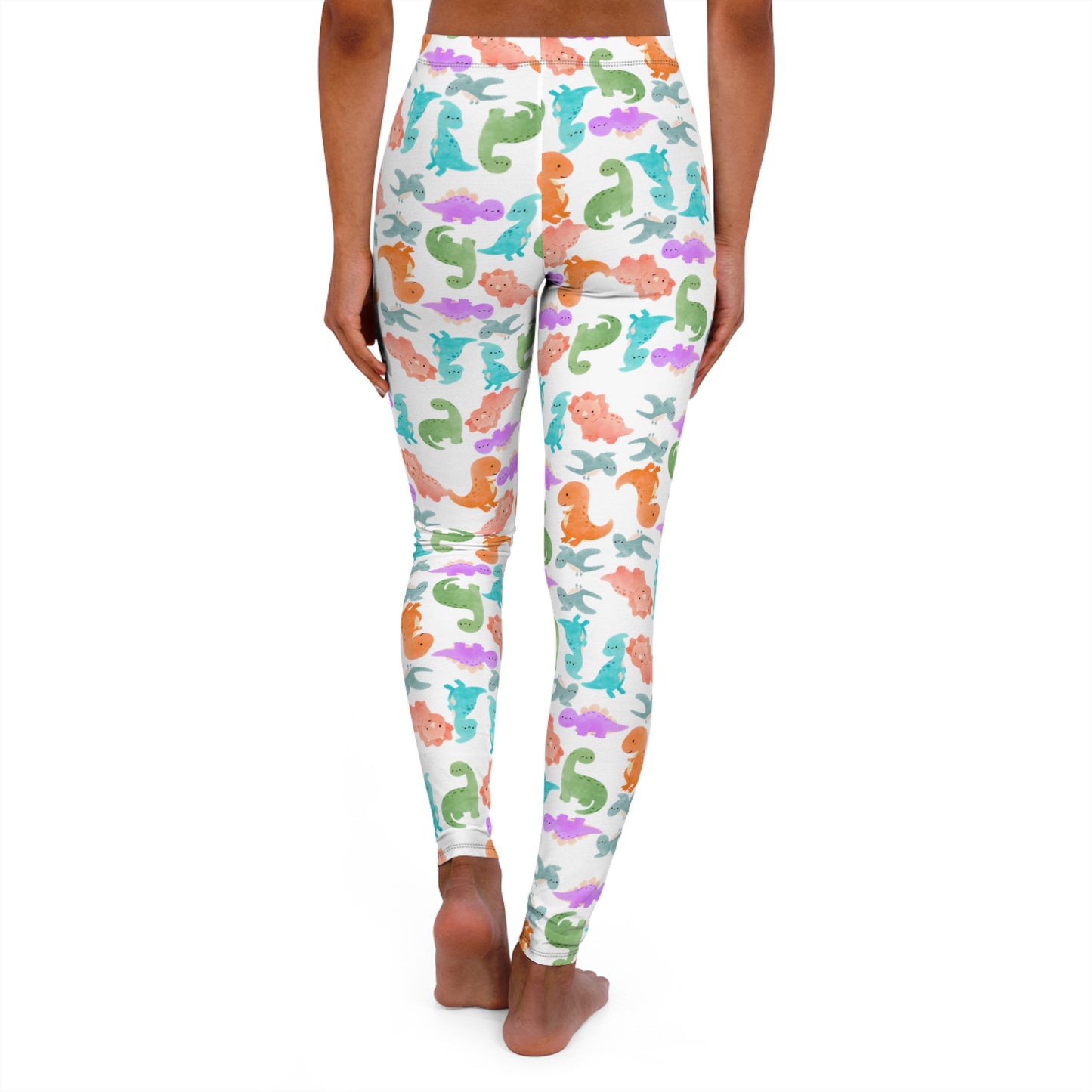 Colorful Dinosaur Print Leggings | Fun & Comfortable Activewear Fitness Pants Trendy Casual Wear Perfect for Gifts Everyday Style Rainbow Dinos Black