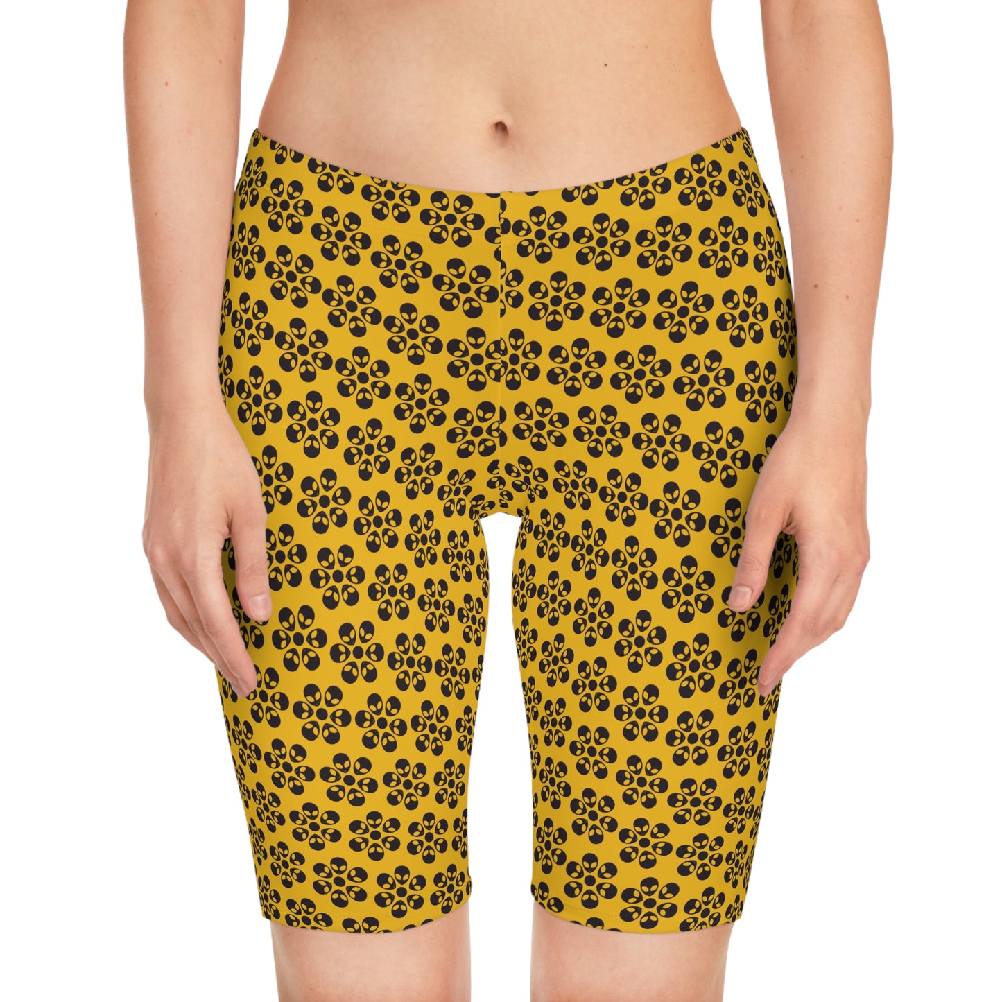 Alien Floral Bike Shorts - Yellow
