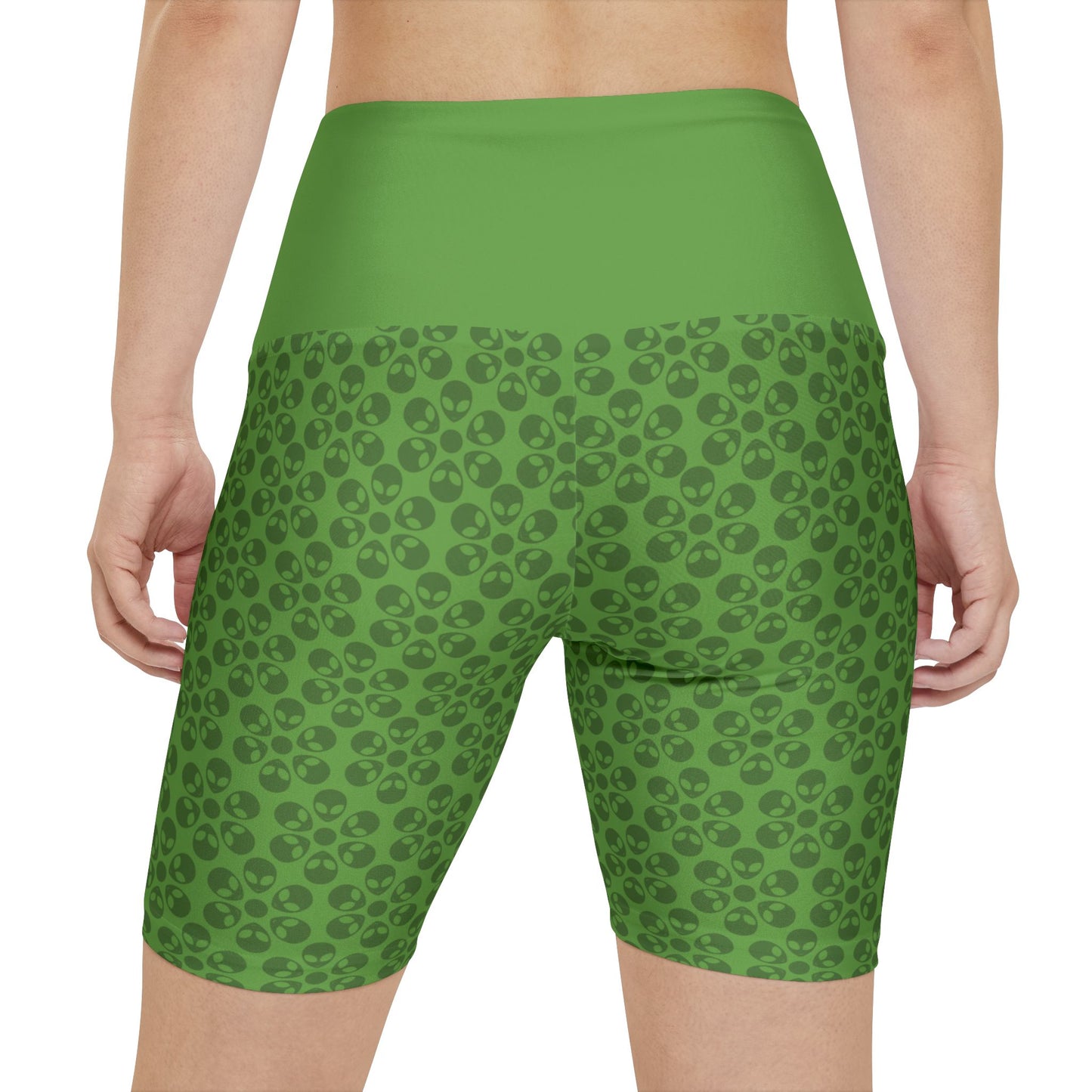 Womens Workout Shorts  Alien Flowers Green