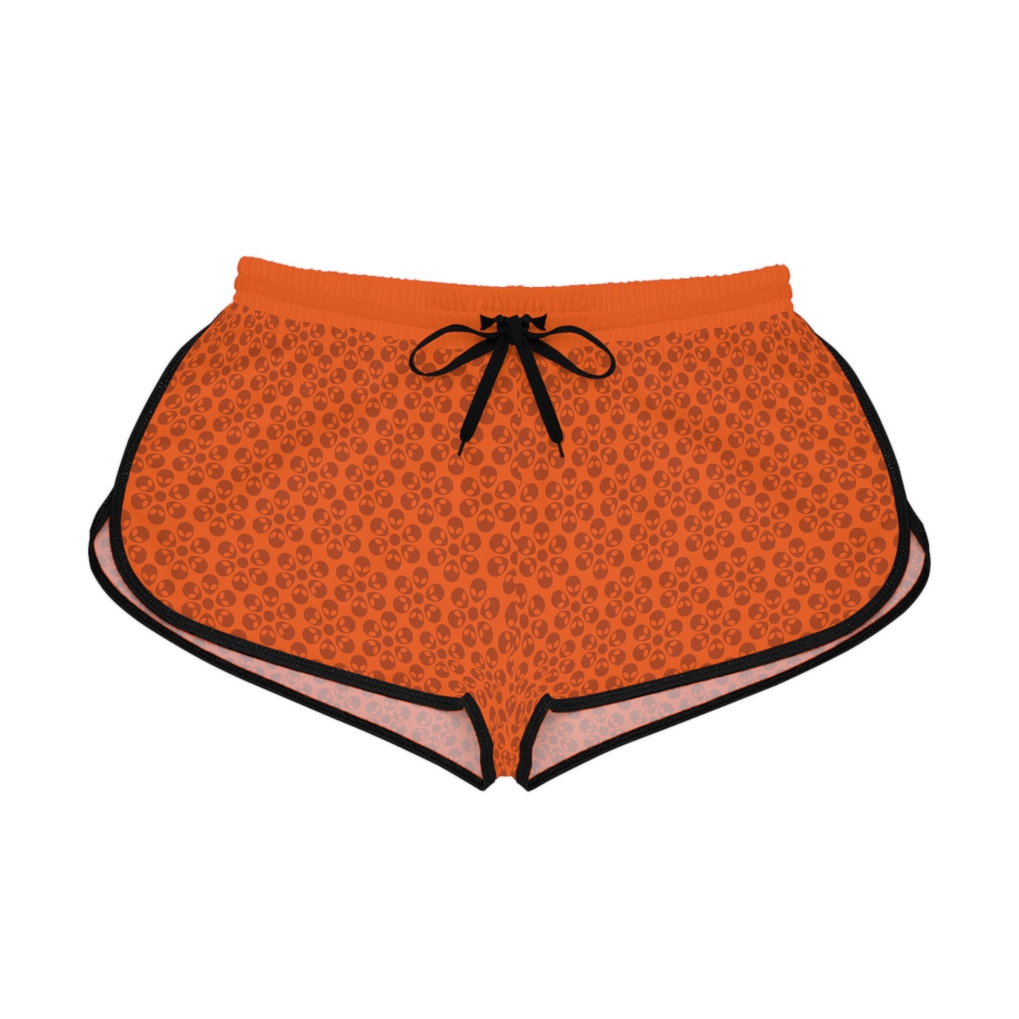 Womens Relaxed Shorts  Alien Flowers Orange