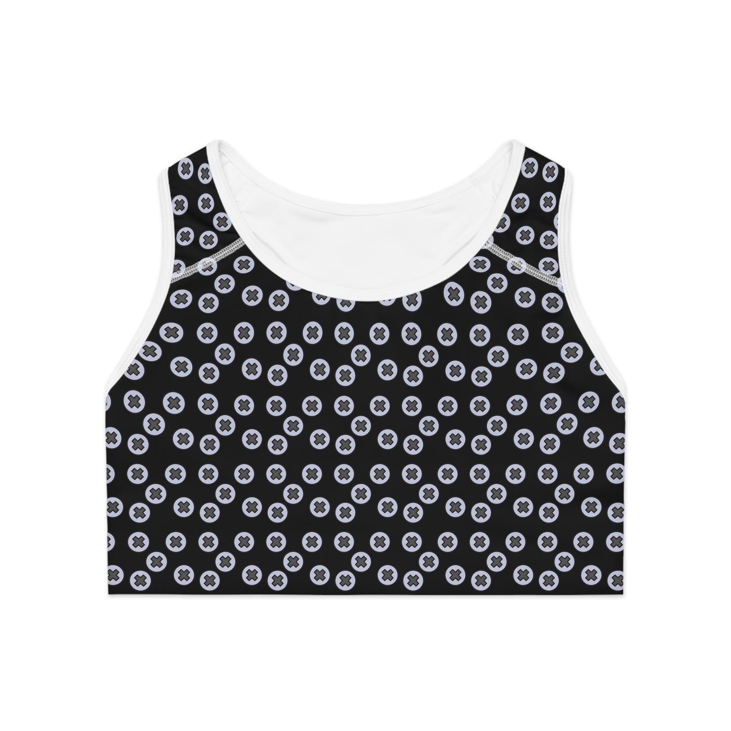 Patterned Sports Bra - Stylish Activewear for Fitness, Gym or Yoga- Screwed - Black