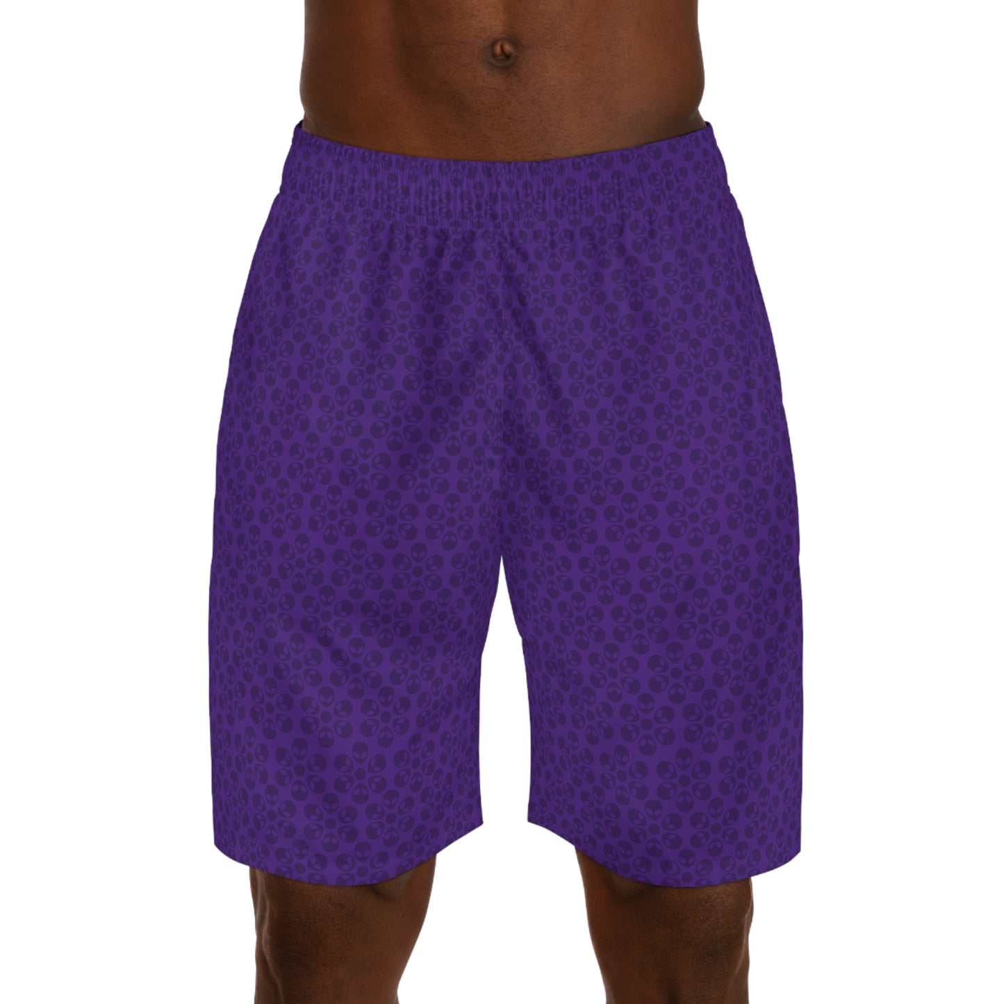 Mens Jogger Shorts  Alien Flowers Purple