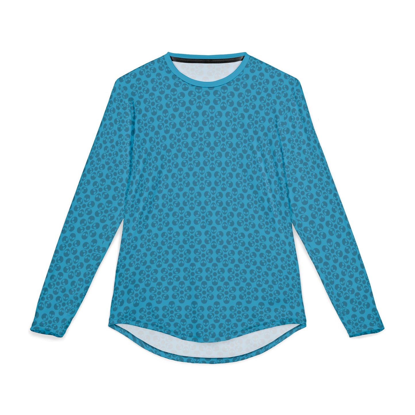 Mens UV Protection Long Sleeve Shirt  Alien Flowers Turquoise