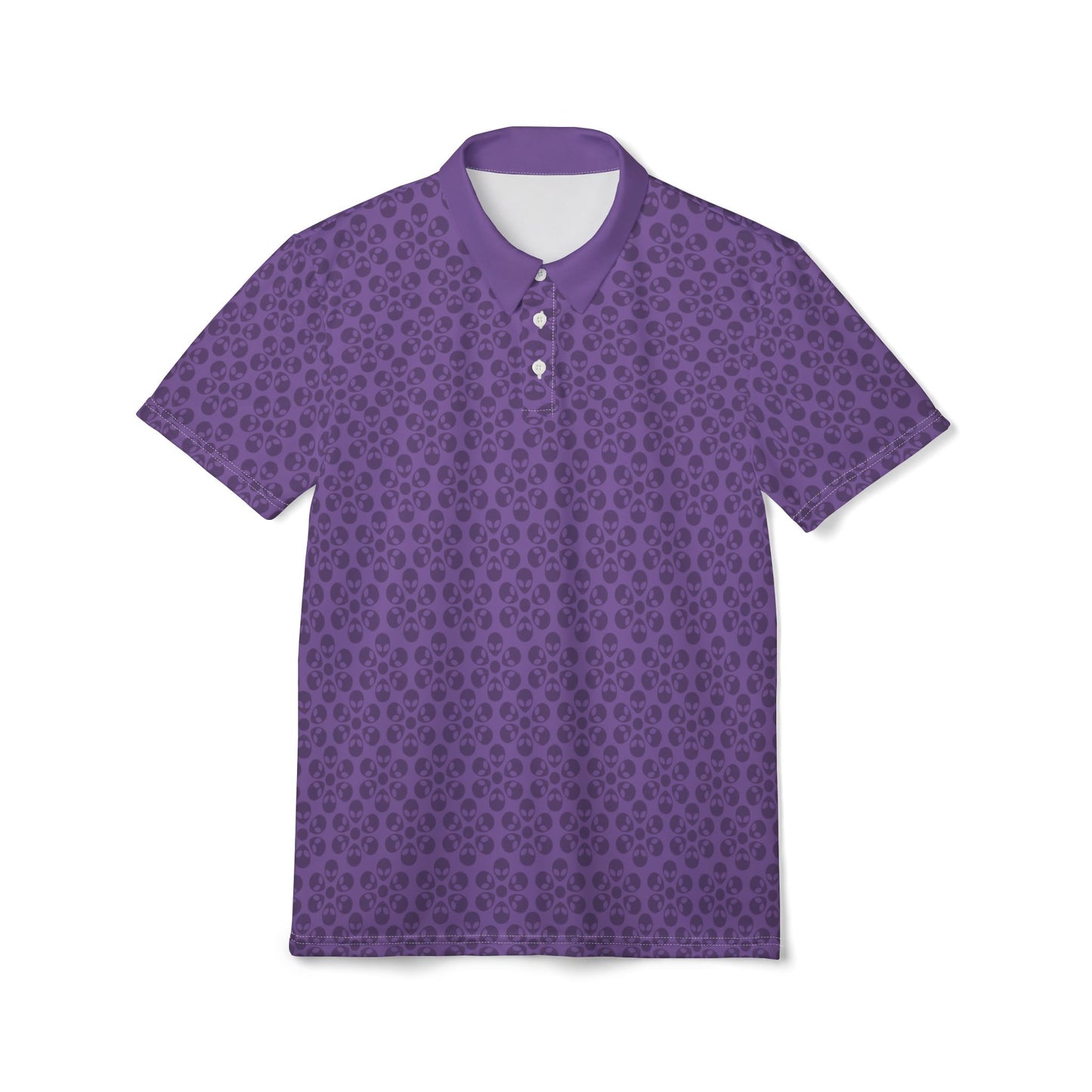 Stylish Unisex Polo Shirt  Modern Floral Design Casual Wear Gift for Him/Her Summer Outfit Personalized Style Alien Flowers Light Purple