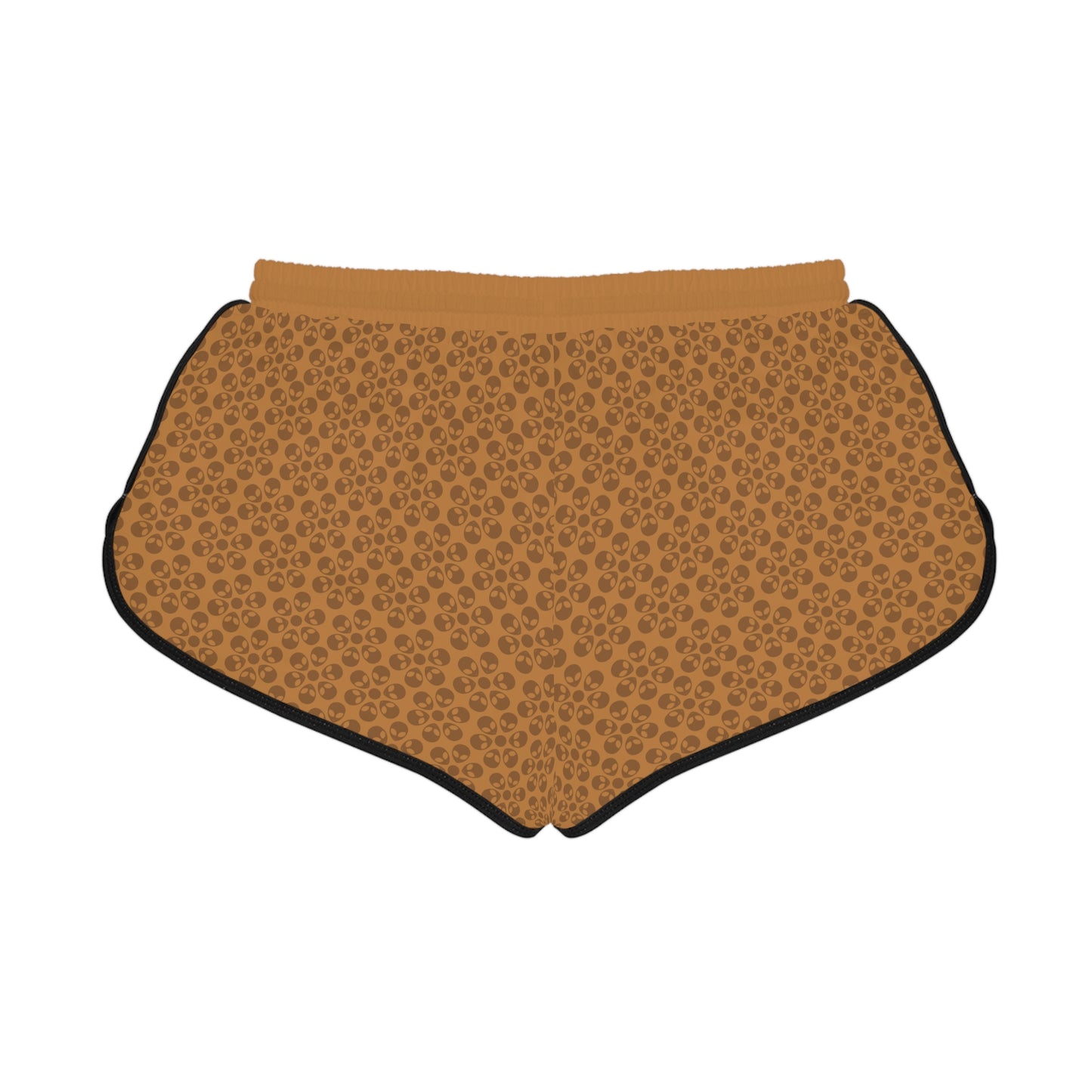 Womens Relaxed Shorts  Alien Flowers Light Brown