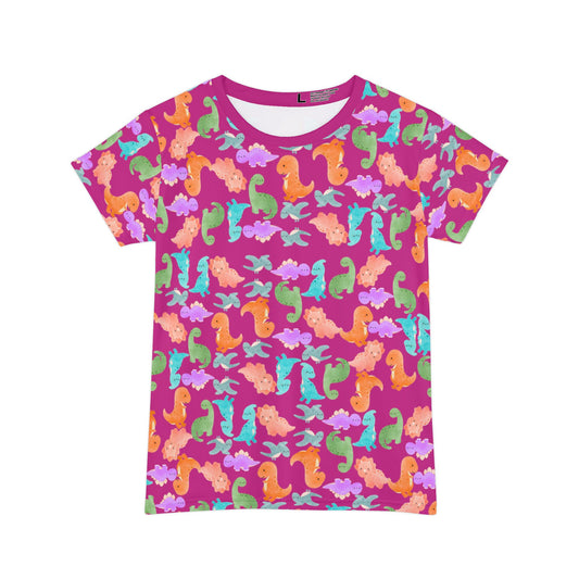 Vibrant Dino Shirt Cute Summer Tee Beachwear Casual Outfit Gift for Ocean Lovers Rainbow Dinos Pink