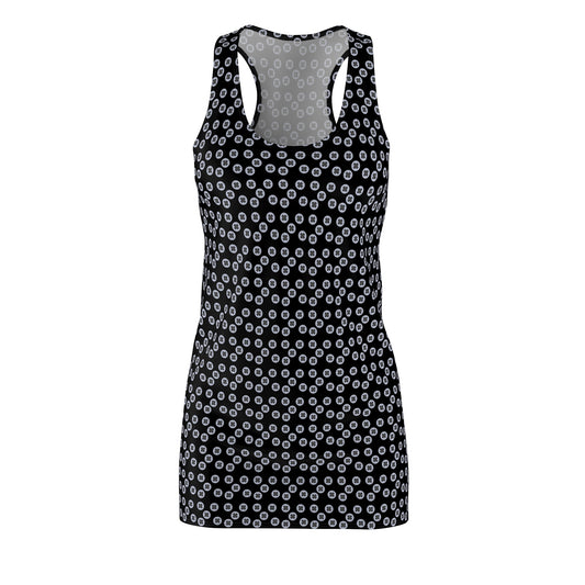 Floral Pattern Racerback Dress, Summer Dress, Casual Dress, Beachwear, Party Dress, Vacation Outfit - Black