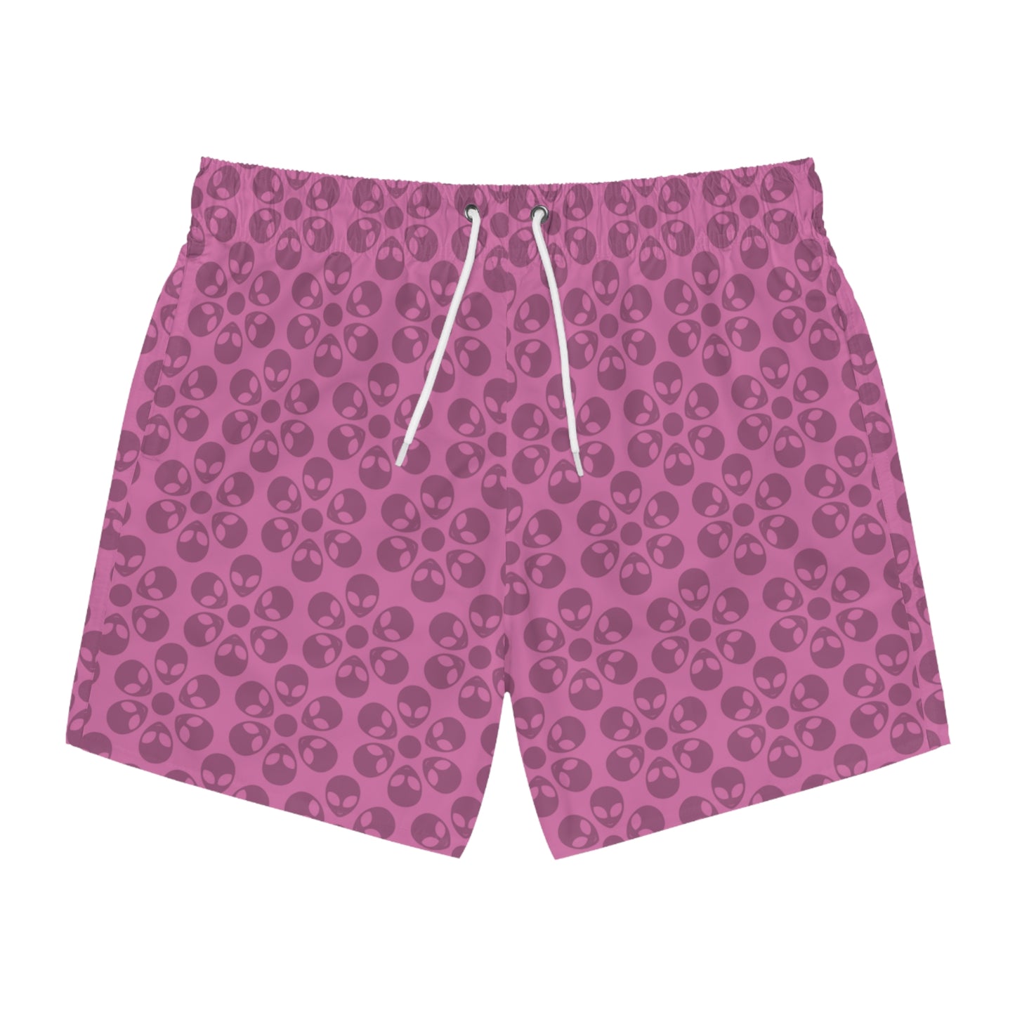 Stylish AOP Swim Trunks for Beach Days Summer Fun Pool Parties Vacation Wear Gift for Him Alien Flowers Light Pink