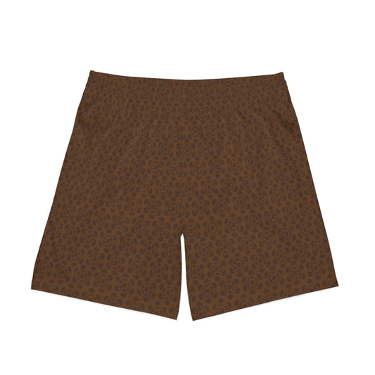 Mens Elastic Beach Shorts  Alien Flowers Brown