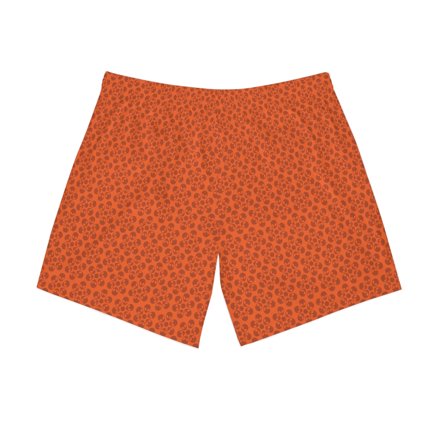 Mens Elastic Beach Shorts  Alien Flowers Orange