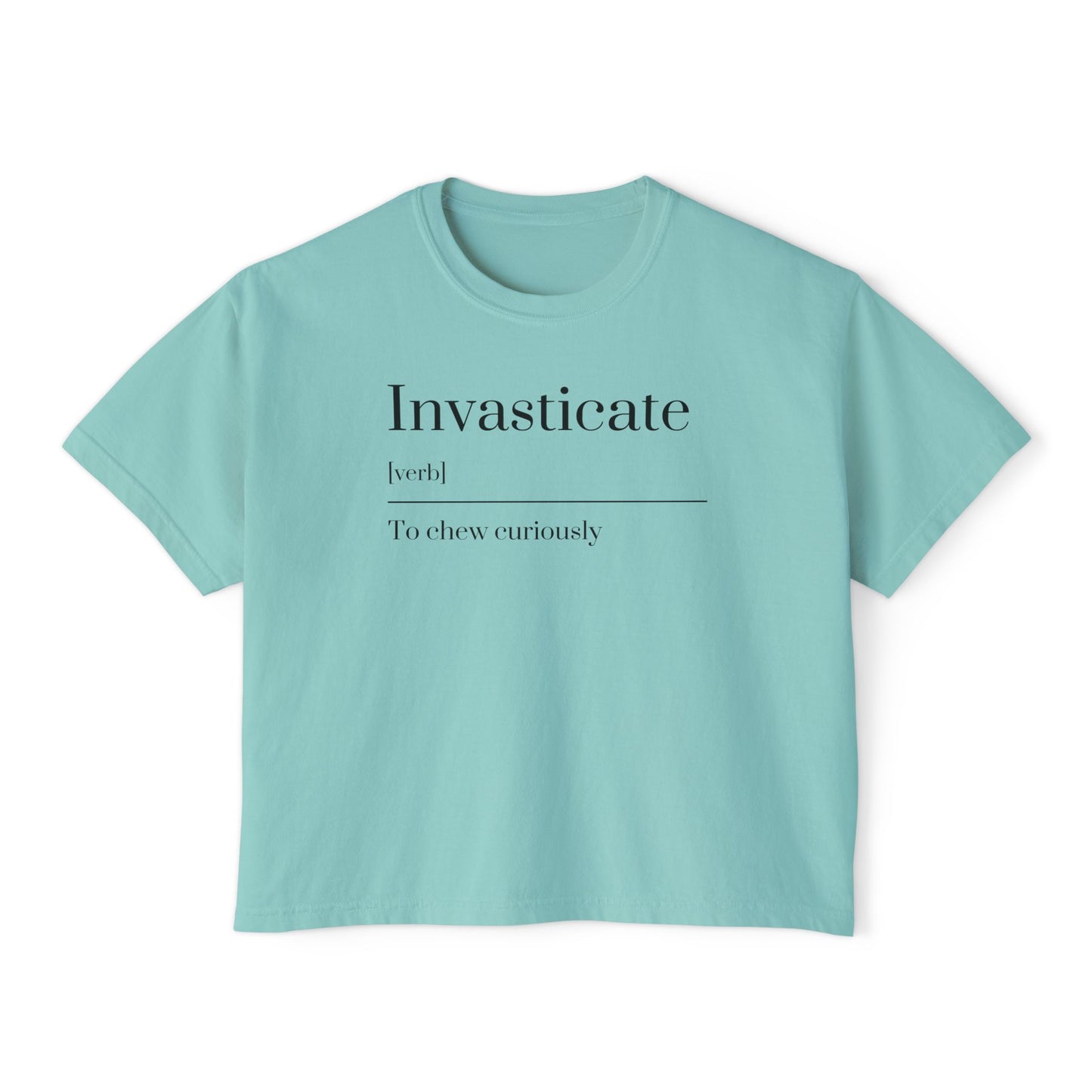 Curious Adventure Women's Boxy Tee, Casual Summer Top, Gift for Foodies, Vintage Inspired Shirt, Chew Curiously Tee