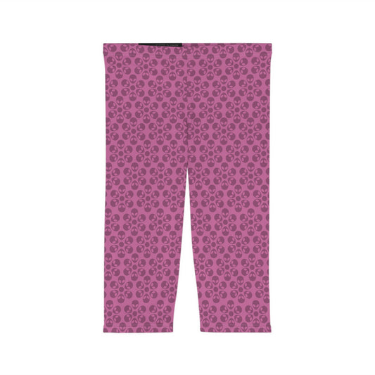 Women’s Capri Leggings Alien Flowers Light Pink