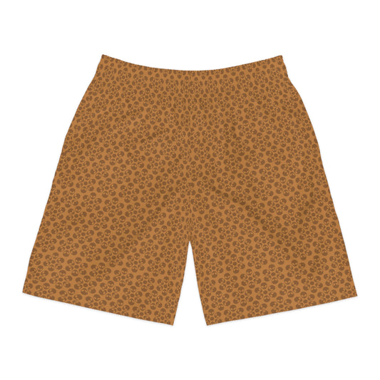 Mens Jogger Shorts  Alien Flowers Light Brown