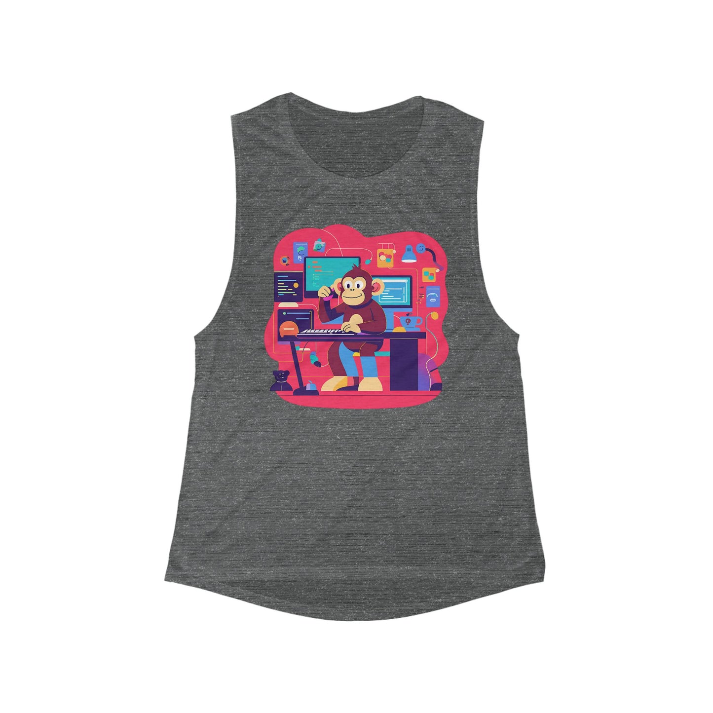 Playful Monkey Graphic Muscle Tank Top | Cute Workout Clothes, Gift for Animal Lovers, Summer Fitness Wear, Casual Lounge Top, Unique [...]