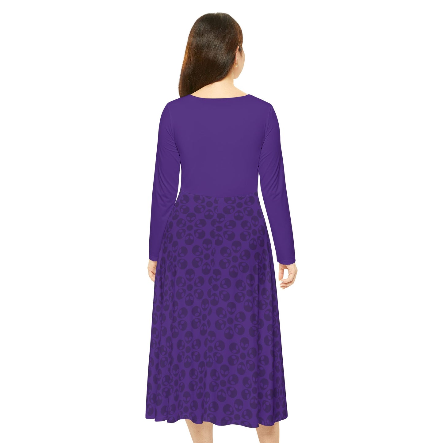 Womens Long Sleeve Dance Dress Alien Flowers Purple