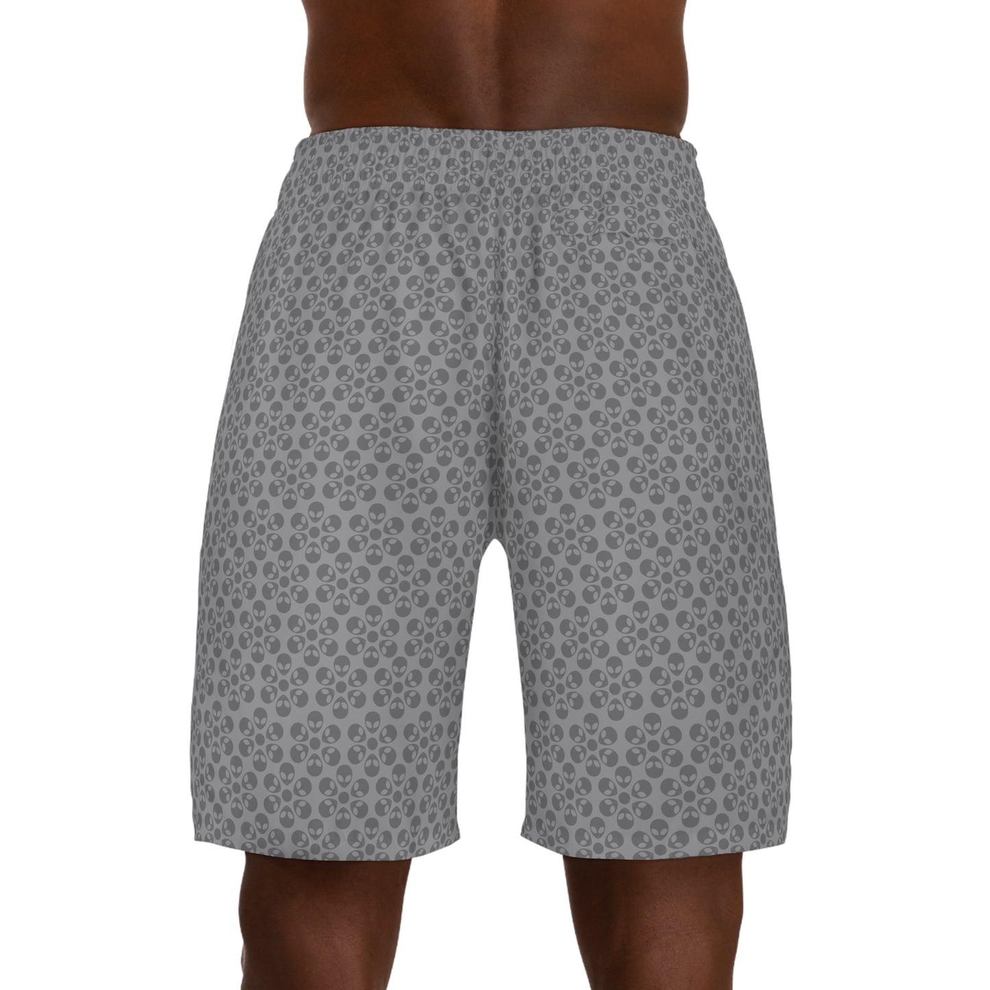 Mens Jogger Shorts  Alien Flowers Grey