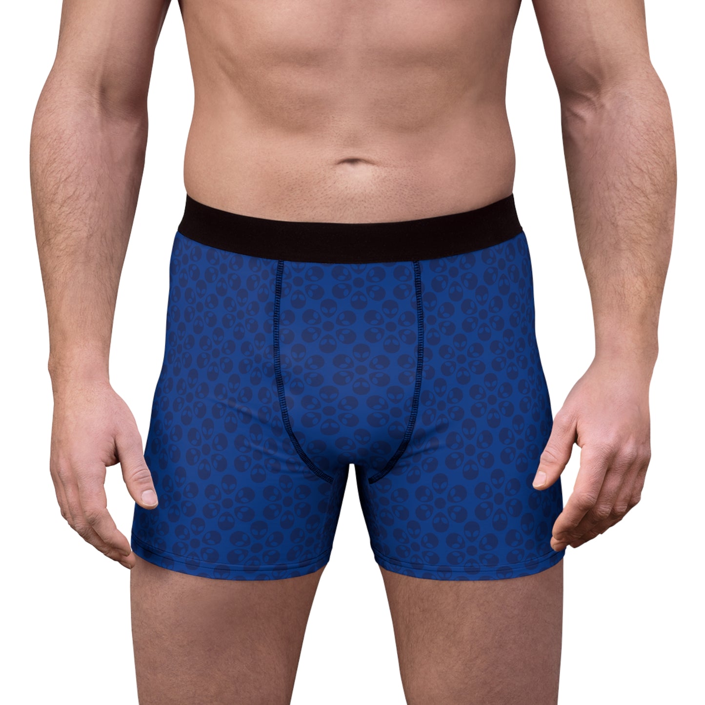 Mens Boxer Briefs  Alien Flowers Dark Blue
