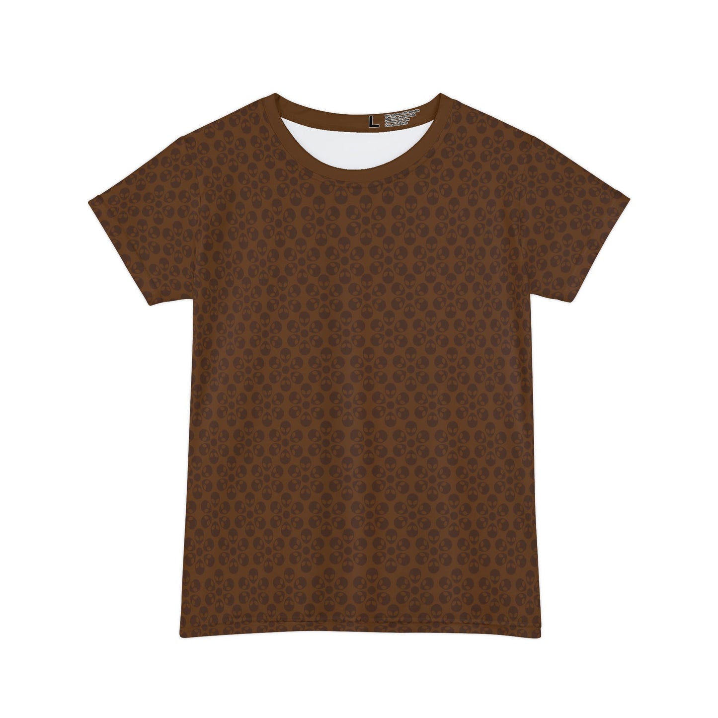 Womens Short Sleeve Shirt Alien Flowers Brown