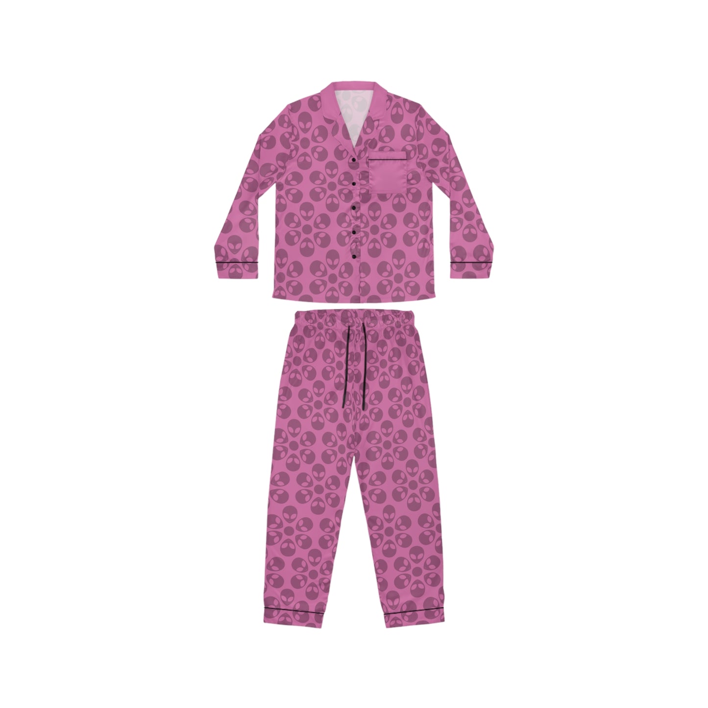 Womens Satin Pajamas  Alien Flowers Light Pink