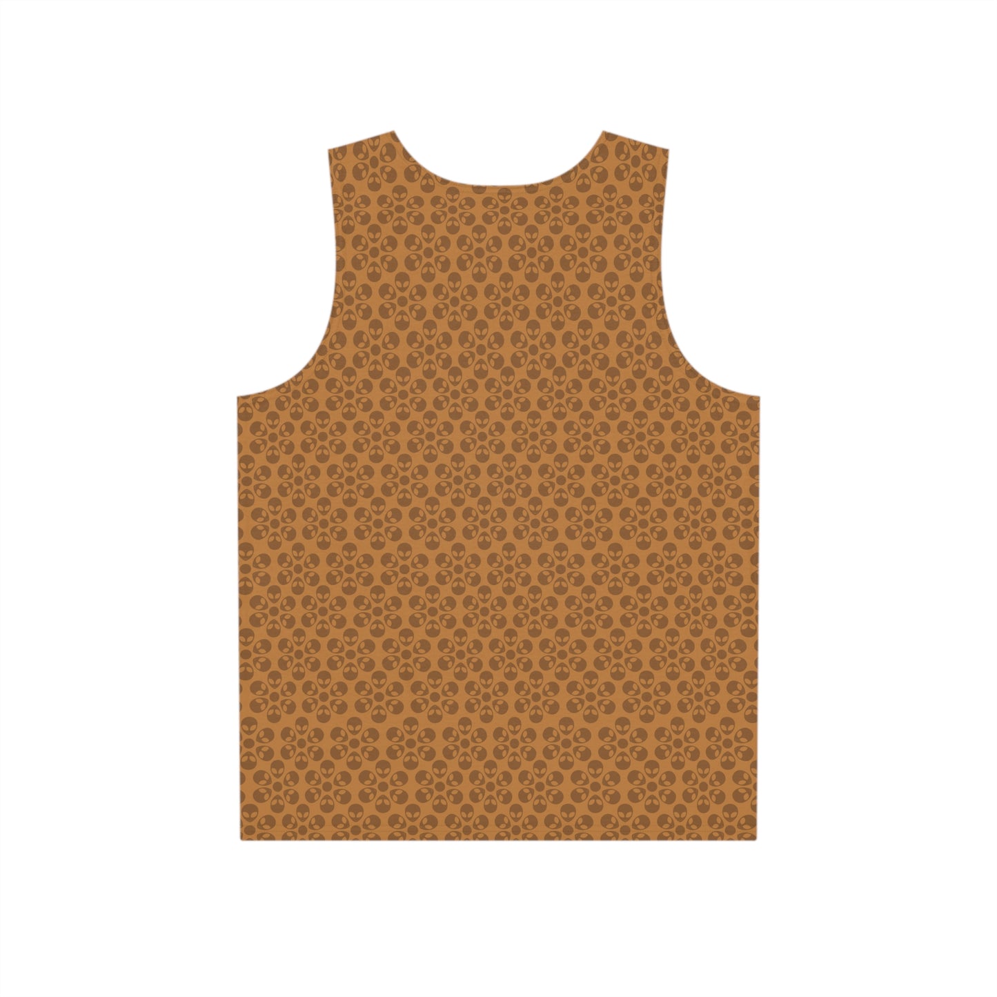 Stylish Mens Tank Top  AOP Leopard Print Summer Wear Fitness Gear Casual Apparel Trendy Vacation Outfit Alien Flowers Light Brown