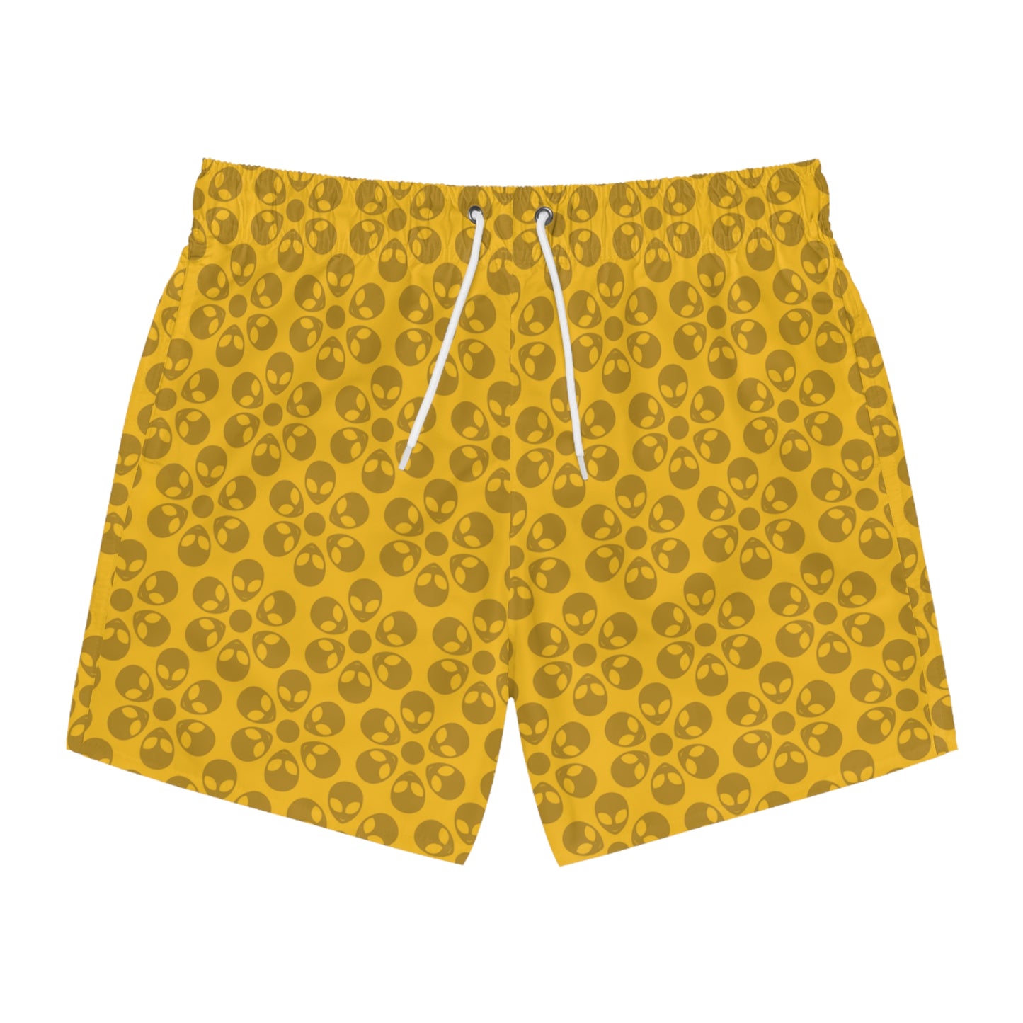 Stylish AOP Swim Trunks for Beach Days Summer Fun Pool Parties Vacation Wear Gift for Him Alien Flowers Yellow