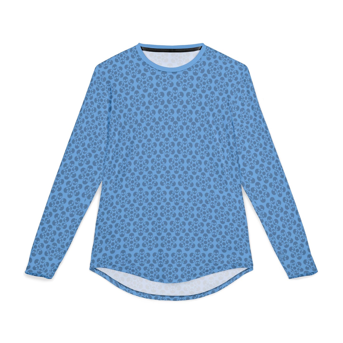 Mens UV Protection Long Sleeve Shirt  Alien Flowers Light Blue