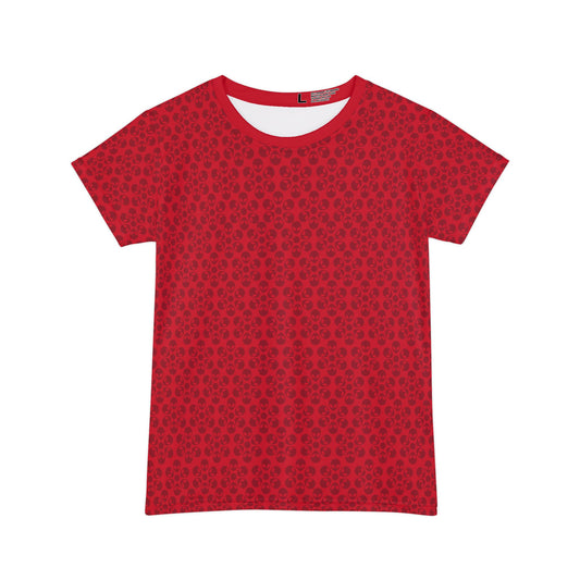 Womens Short Sleeve Shirt Alien Flowers Dark Red
