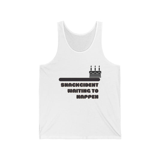 Shackcident Jersey Tank for Fun Celebrations, Unisex Birthday Gift, Party Attire, Casual Summer Wear, Unique Cake Design