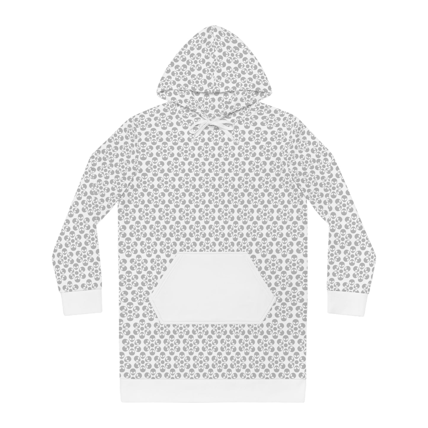 Womens Hoodie Dress  Alien Flowers White
