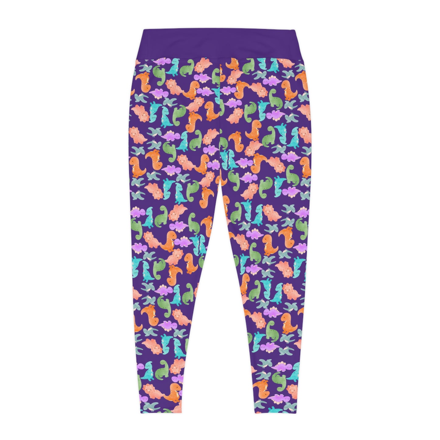 Plus Size Leggings Rainbow Dinos Purple