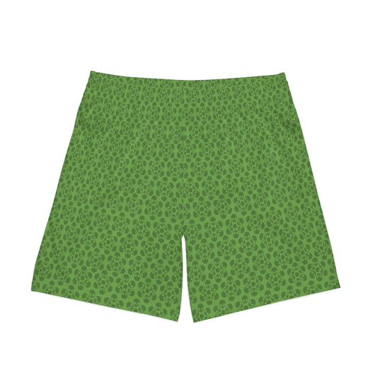 Mens Elastic Beach Shorts  Alien Flowers Green